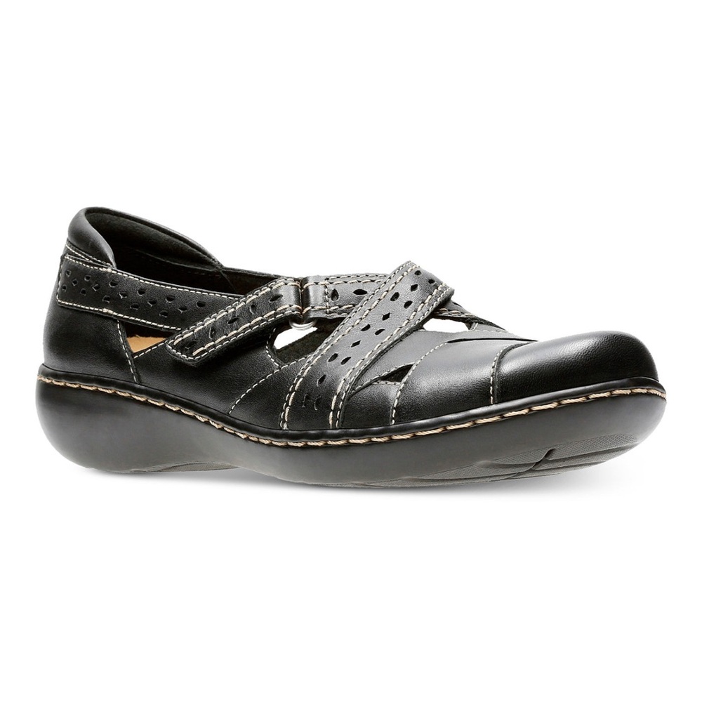 Clark’s Clarks Collection Women's Ashland Spin Black Leather Shoes Flats NWT BOX
